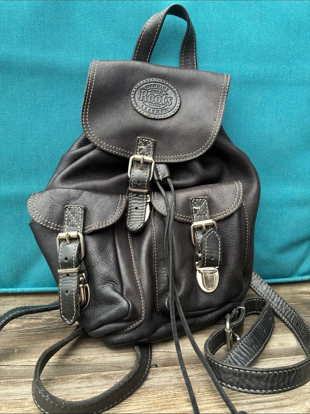 Vintage Roots Genuine Leather Black Mini Backpack